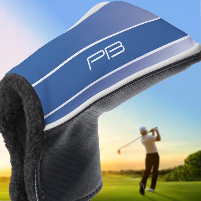 Funda Para Palo De Golf Guay Modern Golfer Iniciales Gradiente Azul Real (Trendy Modern Golfer Initials Gradient Royal Blue Golf Head Cover)