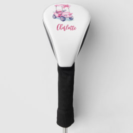 Funda Para Palo De Golf Guión de monograma de carro rosa