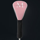 Funda Para Palo De Golf Guión gris de Moda de monograma rosa Rubor moderno<br><div class="desc">Funda de cabeza de golf moderna Rubor rosa Monograma giratorio Moda gris guión rosa</div>