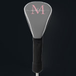 Funda Para Palo De Golf Guión moderno de Moda grisácea Rubor rosa monogram<br><div class="desc">Funda de la cabeza de golf moderna de color gris Rubor rosa Monograma Girly Moda Script</div>
