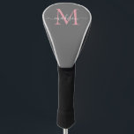 Funda Para Palo De Golf Guión moderno de Moda grisácea Rubor rosa monogram<br><div class="desc">Funda de la cabeza de golf moderna de color gris Rubor rosa Monograma Girly Moda Script</div>