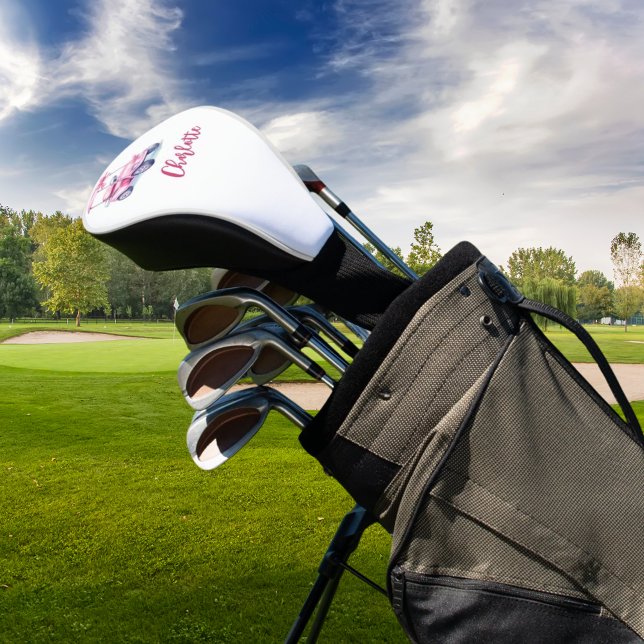 Funda Para Palo De Golf Guión monograma de carrito rosa (Subido por el creador)