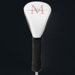 Funda Para Palo De Golf Guión simple de Moda grisácea en monograma rosa Ru<br><div class="desc">Moderno Rubor Rosa Monograma Giro Moda Gris Script Nombre Tapa de cabeza de golf</div>