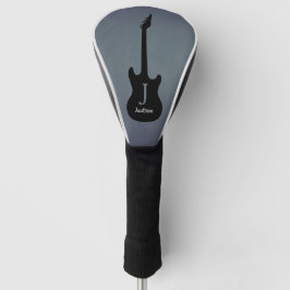 Funda Para Palo De Golf Guitarra eléctrica gris azul monograma del día del