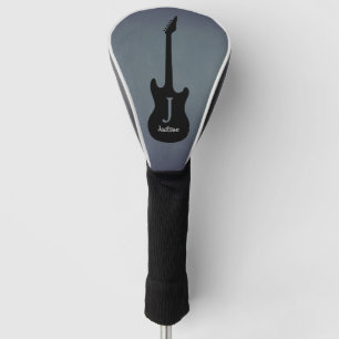 Funda Para Palo De Golf Guitarra eléctrica gris azul monograma del día del
