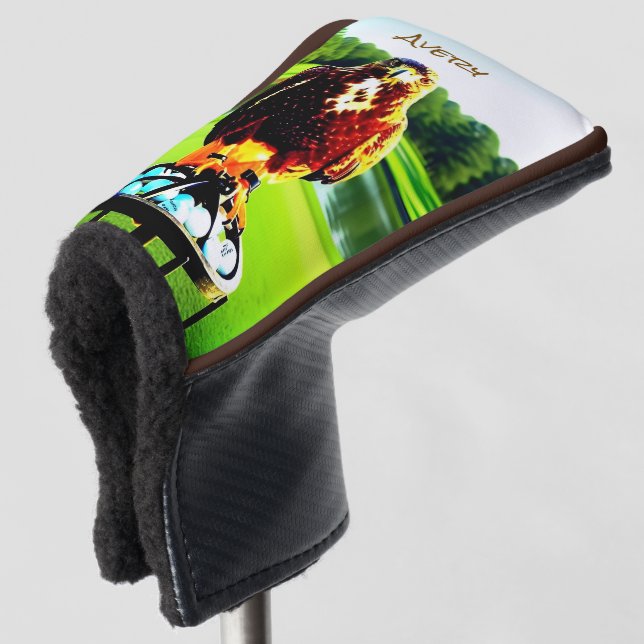 Funda Para Palo De Golf Halcón de Cola Roja - Putter de Golf c/ iniciales  (Anverso 3/4)