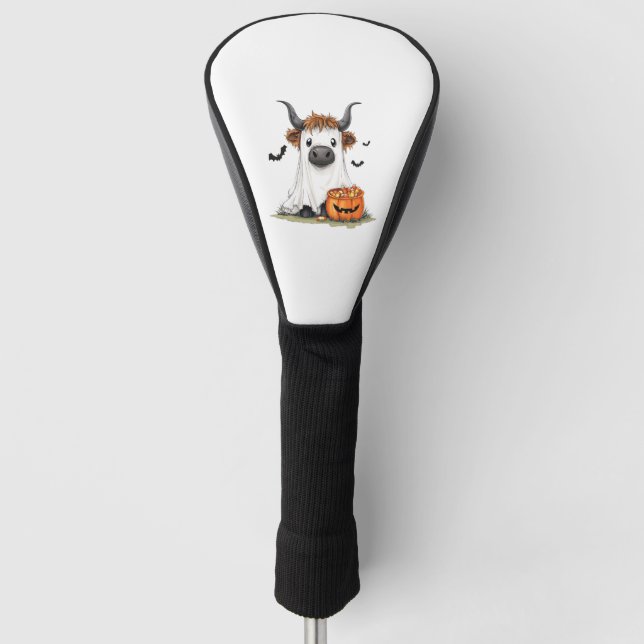 Funda Para Palo De Golf Halloween Ghost Highland Cow PNG (Anverso)