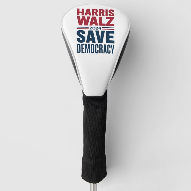 Funda Para Palo De Golf Harris Walz Save Democracy (Anverso)