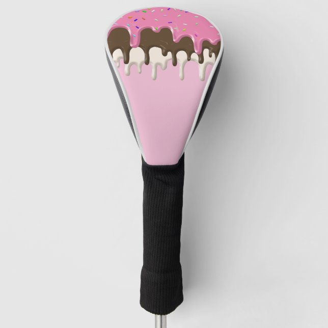 Funda Para Palo De Golf Helado de crema rosa espolvorear llovizna (Anverso)