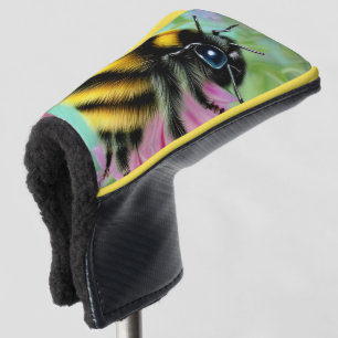 Funda Para Palo De Golf Hermosa abeja en una flor rosa cerca