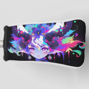 Funda Para Palo De Golf Hermosa chica elfa demonio anime neón con cuernos