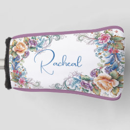 Funda Para Palo De Golf Hermosa cubierta floral monogramada de cabeza de g