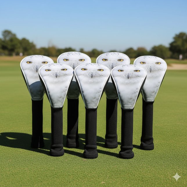 Funda Para Palo De Golf Hermosa, soñadora y serena lechuza (Snowy Owl Golf Headcover Cover Photo 1)