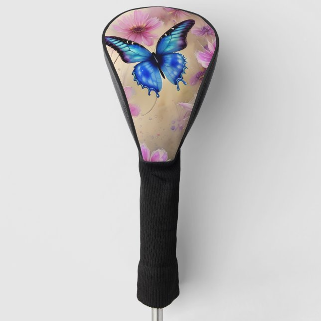 Funda Para Palo De Golf Hermosas flores y mariposa (Anverso)