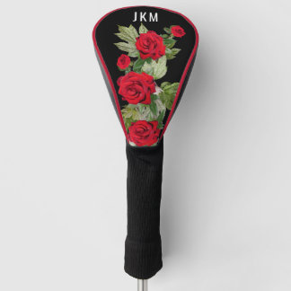 Funda Para Palo De Golf Hermosas rosas rojas con monograma