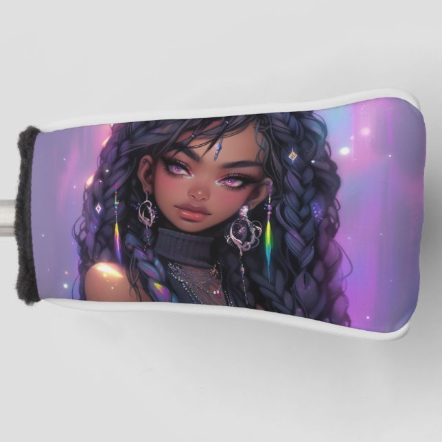 Funda Para Palo De Golf Hermoso Chica De Anime De Cabello Con Barrido (Anverso)