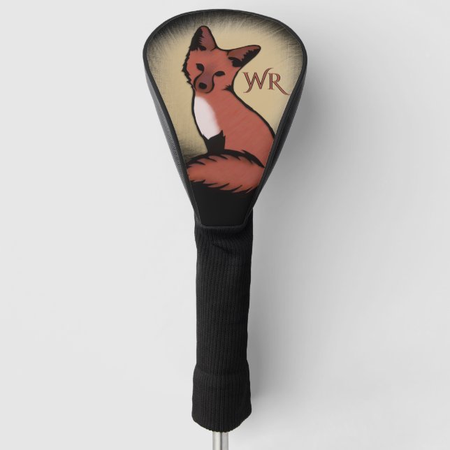 Funda Para Palo De Golf Hermoso Fox Rojo Monogramado (Anverso)