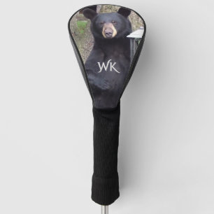Funda Para Palo De Golf Hermoso Monograma de Oso Negro