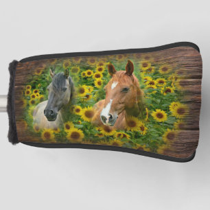 Funda Para Palo De Golf Hermosos caballos en el campo de los girasoles