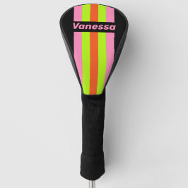 Funda Para Palo De Golf HI-VIS y rosa con rayas de pin con nombre