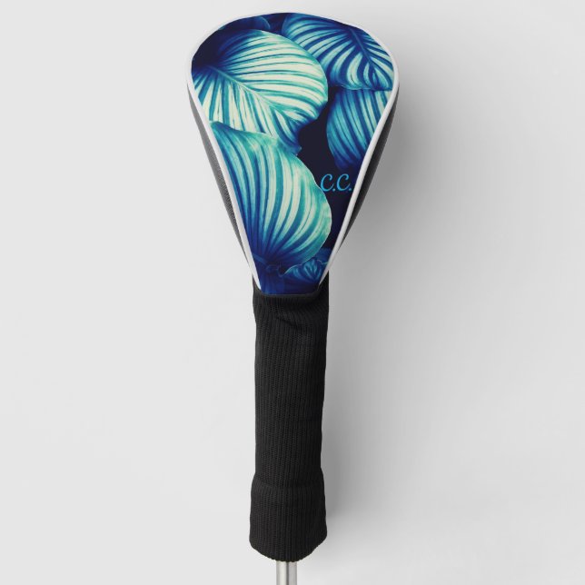 Funda Para Palo De Golf Hojas tropicales azules (Anverso)
