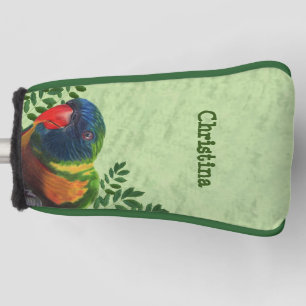 Funda Para Palo De Golf Hojas verdes de loro de macao de colores brillante