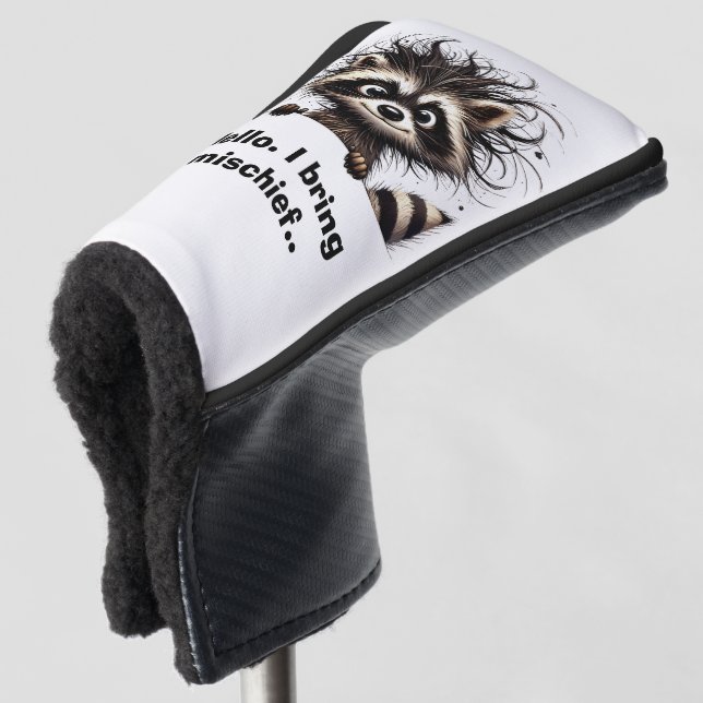 Funda Para Palo De Golf Hola. Traigo travieso Mapache  (Anverso 3/4)