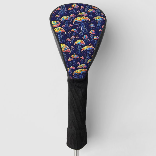 Funda Para Palo De Golf Hongos de Groovy Bioluminescencia: arte retro (Anverso)