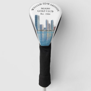 Funda Para Palo De Golf Horizonte de Miami Palo de Golf Personalizado Nomb