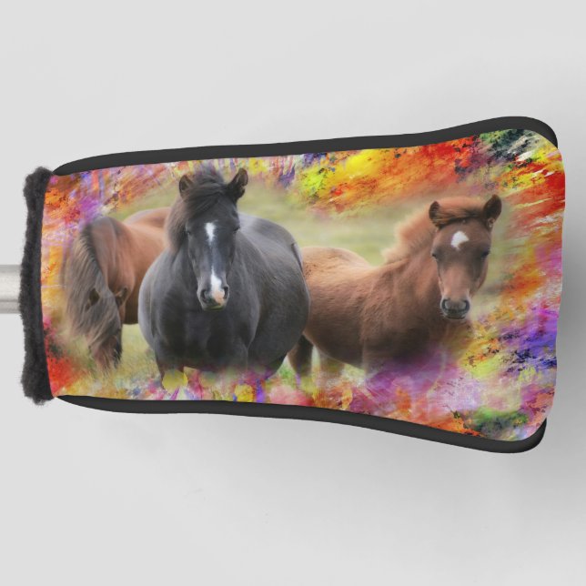 Funda Para Palo De Golf Horses Colorful (Anverso)