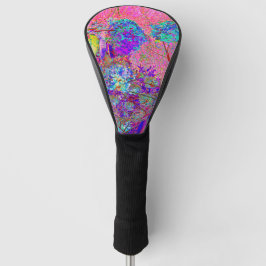 Funda Para Palo De Golf Hortensia abstracta púrpura y azul con magenta
