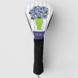 Funda Para Palo De Golf Hortensia Azul Jarrón Floral Costero Monograma