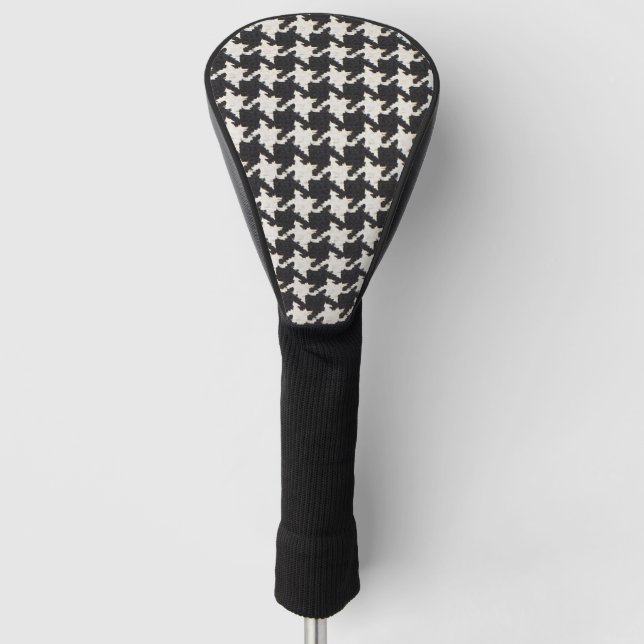 Funda Para Palo De Golf Houndstooth Black White Pattern (Anverso)