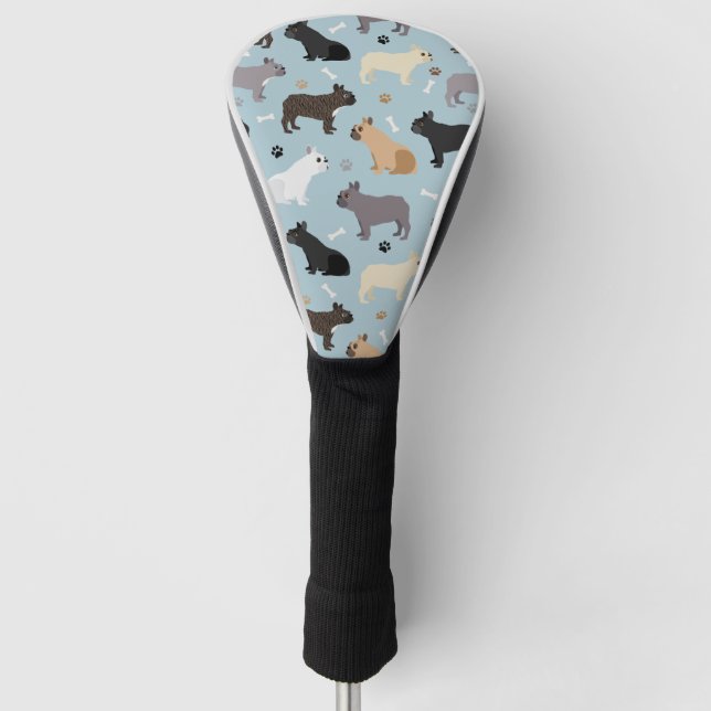 Funda Para Palo De Golf Huesos y patas de Bulldog franceses (Anverso)