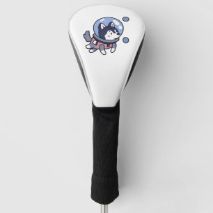 Funda Para Palo De Golf Husky En El Espacio Amante De Perros Retro