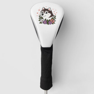 Funda Para Palo De Golf Husky Flowers Dog Lover Malamute