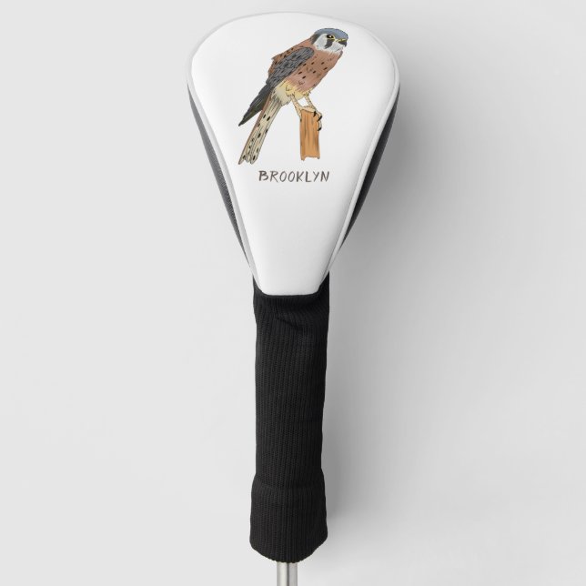 Funda Para Palo De Golf Ilustracion americano de aves de Kestrel (Anverso)
