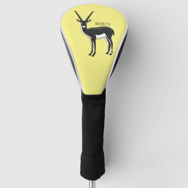 Funda Para Palo De Golf Ilustracion de antílope negro (Anverso)
