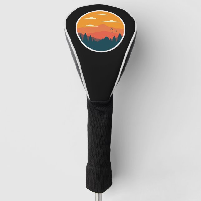 Funda Para Palo De Golf Ilustracion de atardecer de montaña (Anverso)