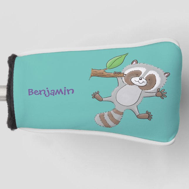 Funda Para Palo De Golf Ilustracion de bebé de raccoon feliz lindo (Anverso)