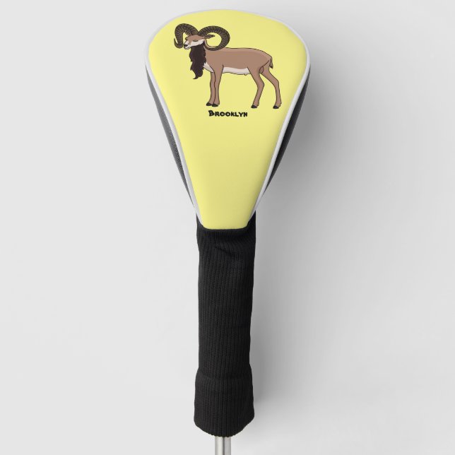 Funda Para Palo De Golf Ilustracion de cabra de Mouflon (Anverso)