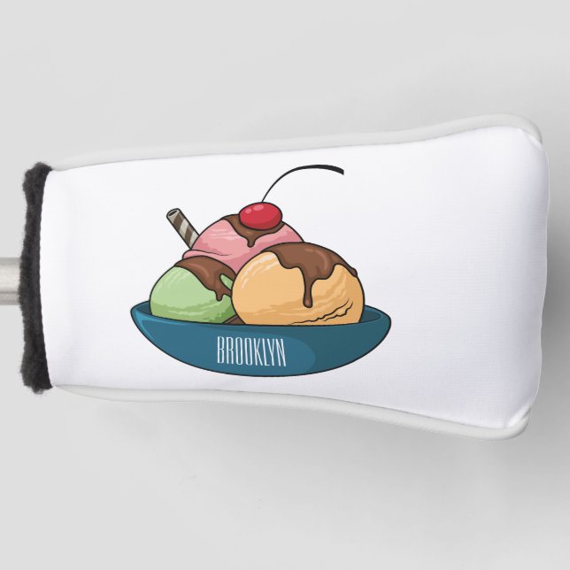 Funda Para Palo De Golf Ilustracion de helado personalizado (Anverso)