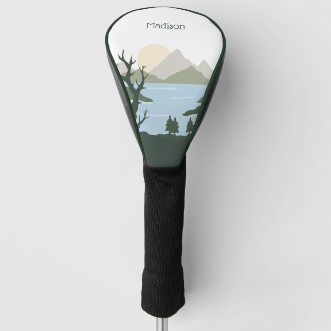 Funda Para Palo De Golf Ilustracion de naturaleza de nombre personalizado (Anverso)