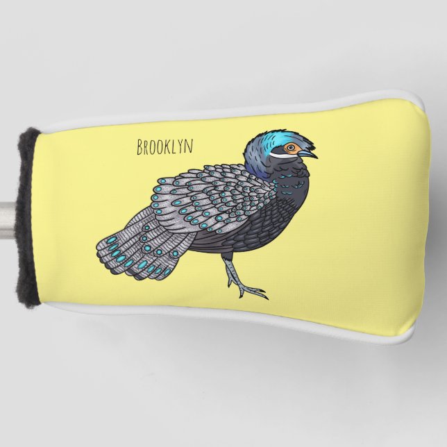 Funda Para Palo De Golf Ilustracion de personalizado de aves de pavo real  (Anverso)