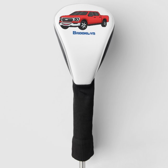 Funda Para Palo De Golf Ilustracion de personalizado de camioneta roja (Anverso)