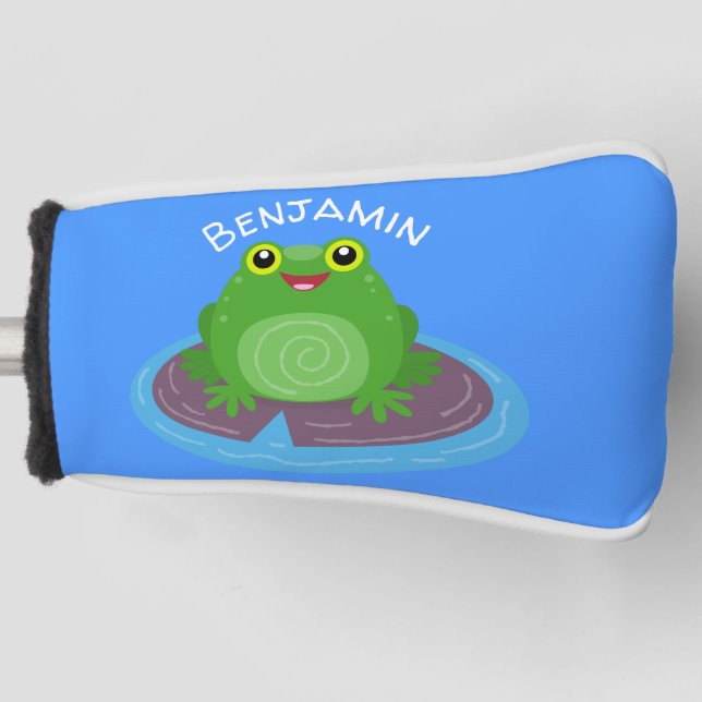 Funda Para Palo De Golf Ilustracion de personalizado de rana verde alegre (Anverso)