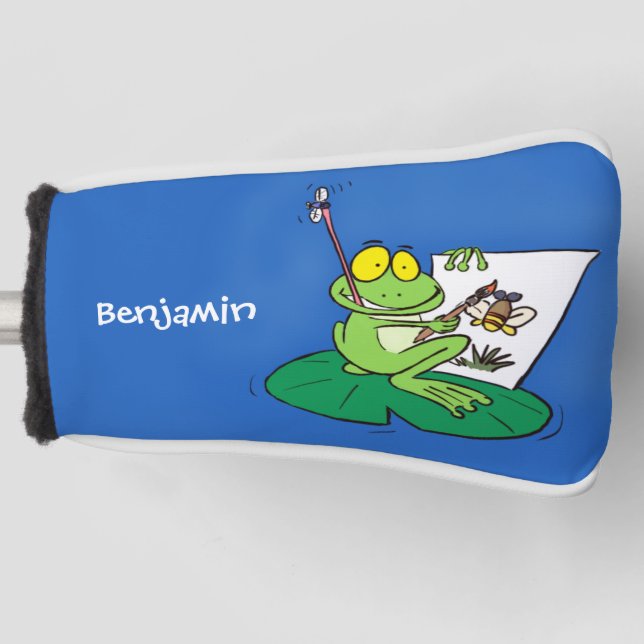 Funda Para Palo De Golf Ilustracion de personalizado de rana verde lindo (Anverso)