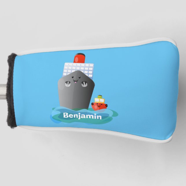 Funda Para Palo De Golf Ilustracion de personalizado de remolcador de barc (Anverso)