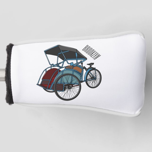 Funda Para Palo De Golf Ilustracion de personalizado de rickshaw en bicicl (Anverso)