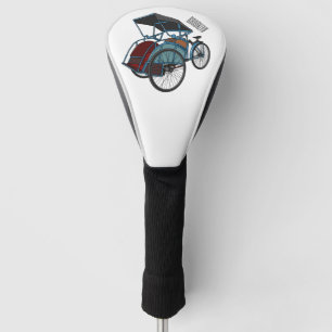 Funda Para Palo De Golf Ilustracion de personalizado de rickshaw en bicicl